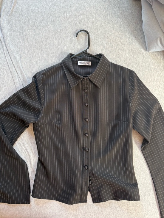 Princess Polly Tops - Princess Polly Black Pinstripe Button Down Blouse